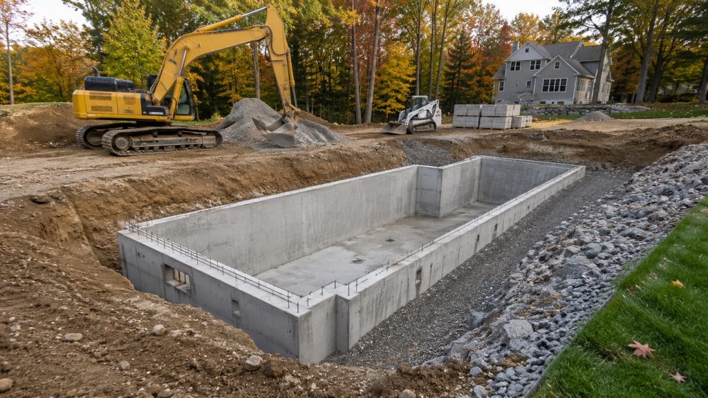 full concrete basement